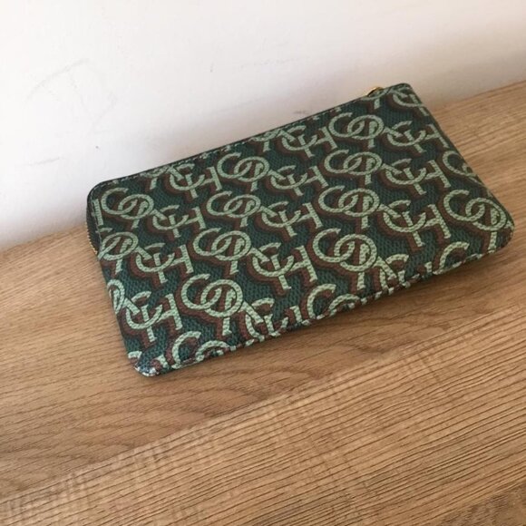 Coach Green Monogram Print Corner Zip Wristlet - Picture 6 of 8